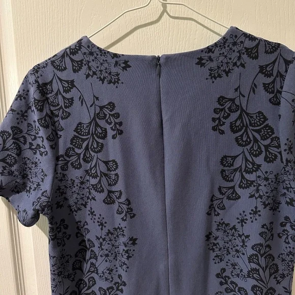 Boden Ponte Floral Slate Blue Shift Dress Sz 10 - Picture 6 of 10
